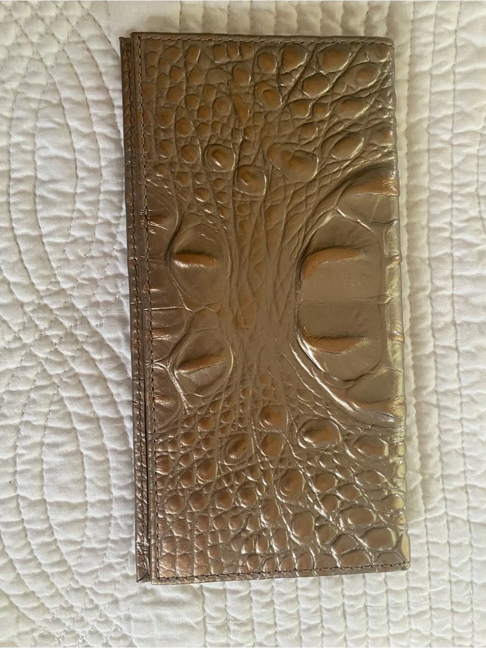 Brahmin Embossed Croc Metallic Long Wallet Checkbook Cover- Shimmering Bronze
